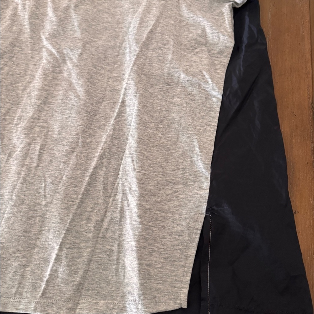 Livi Active Heather Gray and Dark Blue V-Neck Tee - Picture 2 of 5